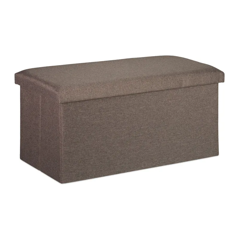 Banc pliable avec espace de rangement salon 76,5 x 38,5 x 38 cm assise confortable style moderne en cuir synthétique noir 13_0008883