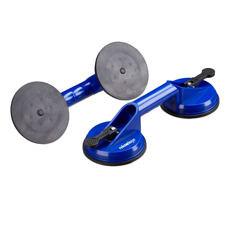 Lot de 2 ventouses doubles outil pratique déménagement capacité 80 kg en plastique rouge 13_0007821