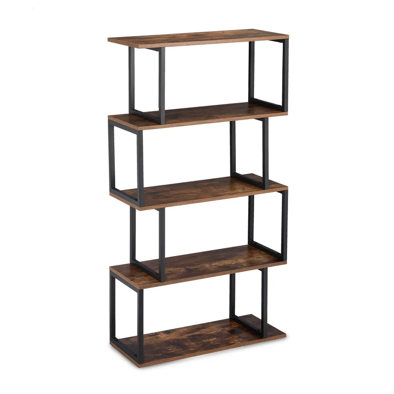 Etagère à livres droite design industriel bureau 5 niveaux 80 x 30 x 180 cm style épuré en bois noir 13_0008531