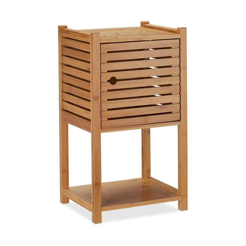 Etagère de bain en bambou moderne 3 niveaux rangement pratique design épuré 90 x 30 x 30 cm en bambou naturel 13_0008081