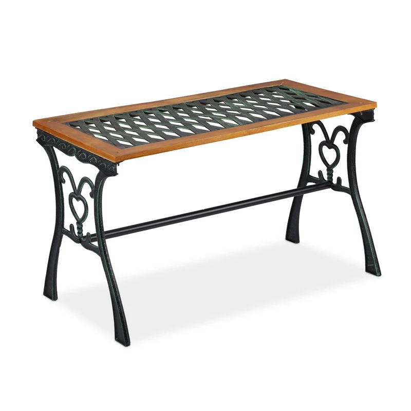 Table de jardin rectangulaire avec motifs losange pour terrasse 150 x 90 x 75 cm en bois dur naturel 13_0008378
