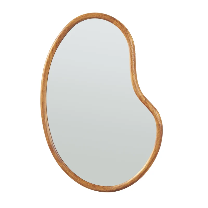 Miroir décoration moderne design mural bois MDF 75 x 55 cm effet chêne 03_0010179
