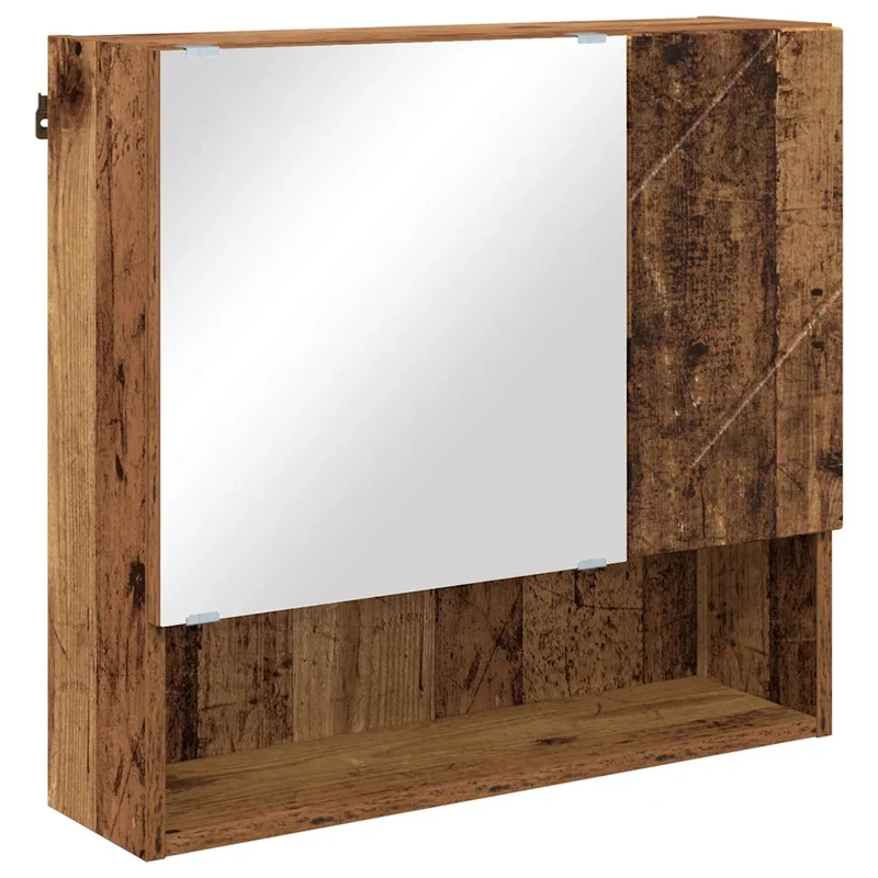 Armoire miroir moderne gain de place rangement salle de bain 59 x 17 x 55 cm en bois d'ingénierie ancien 02_0052875