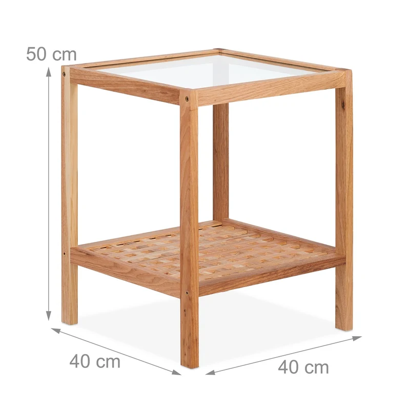 Table d’appoint moderne design spacieuse 60 x 40 x 40 cm avec 2 niveaux pratique en bois noyer 13_0014431