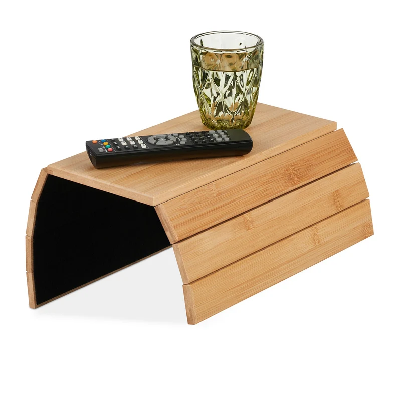 Support tablette pratique flexible pour canapé dessus antidérapant 35 x 25 x 2 cm en bambou naturel 13_0014822