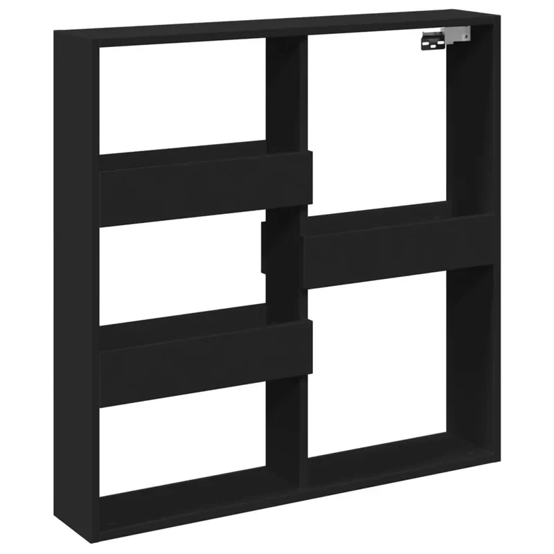 Armoire murale flottante noire moderne rangement gain de place 80 x 15 x 80 cm en bois d'ingénierie noir 02_0050522