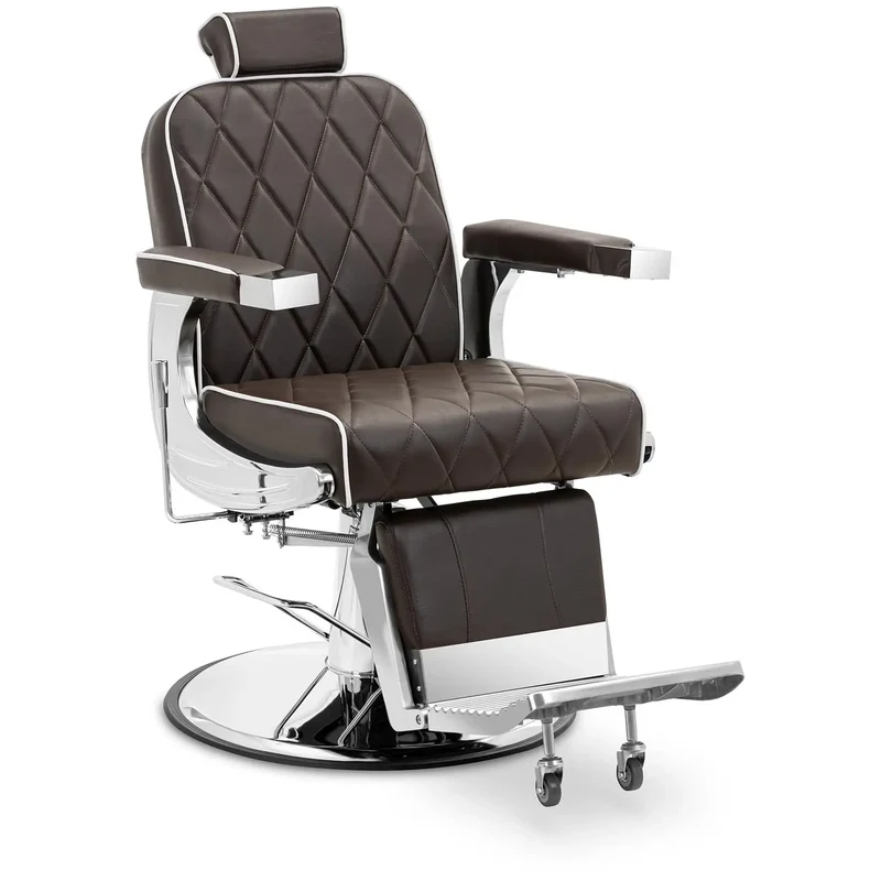 Fauteuil de coiffeur avec repose-pieds 71 cm 150 kg marron acier inoxydable aluminium PVC mousse synthétique marron 14_0008948