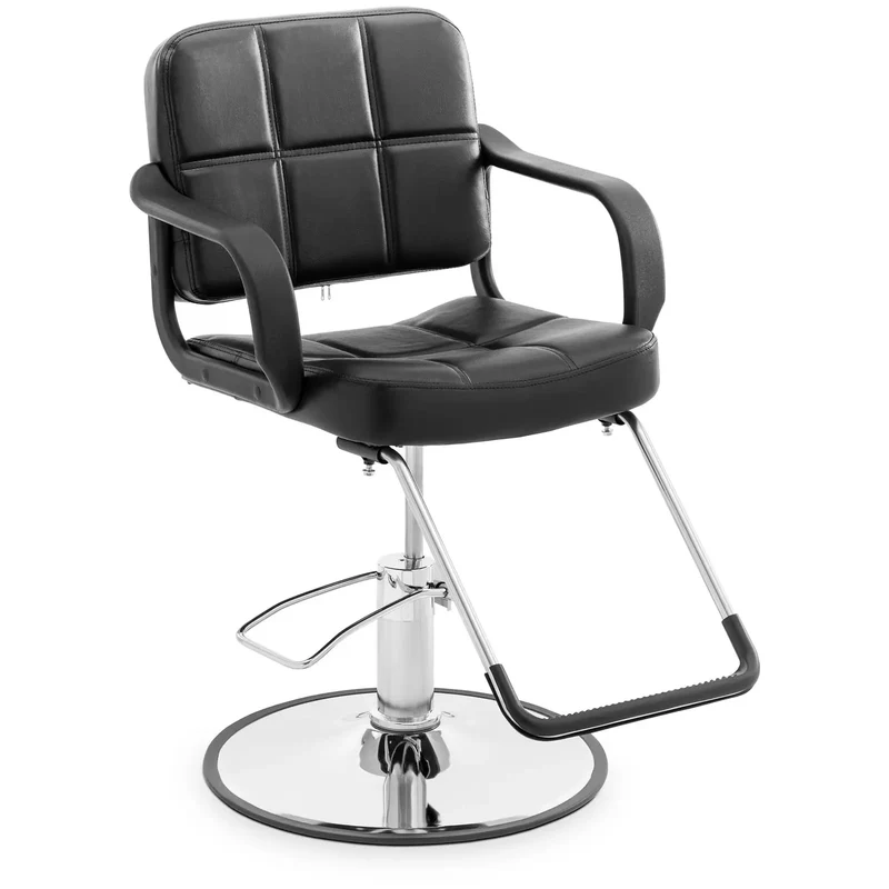 Fauteuil de coiffeur avec repose-pieds 64 cm 170 kg noir PU acier mousse noir 14_0008941