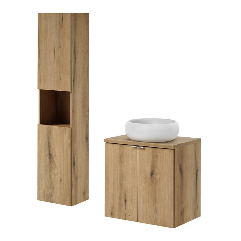 Ensemble de meubles de salle de bain rangement 60 x 57 x 39 cm effet chêne 03_0009428