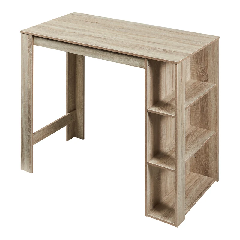 Table de bar 3 étagères 120 x 60 x 106 cm effet chêne 03_0010986