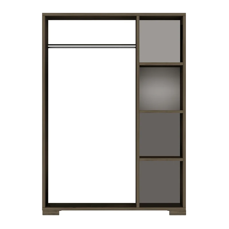 Armoire étagère meuble de rangement avec 4 compartiments de stockage 123 x 90 x 30 cm effet noyer 03_0008921