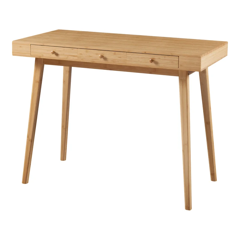 Bureau table poste de travail avec 3 tiroirs bambou 100 x 50 x 75 cm naturel 03_0009056