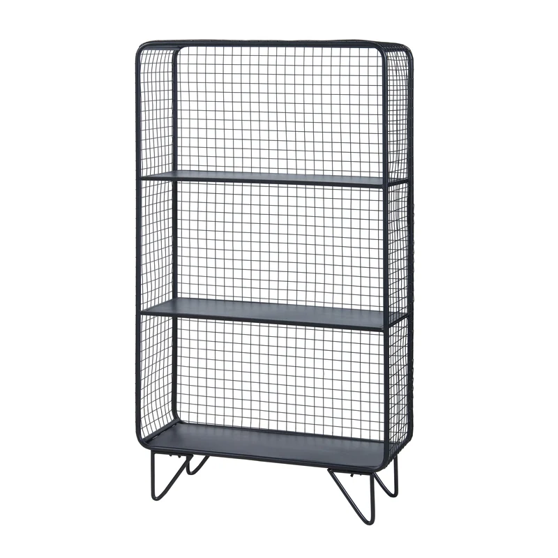 Étagère design intemporel salon chambre meuble de rangement autoportante métal 90 x 50 x 19 cm noir 03_0011159