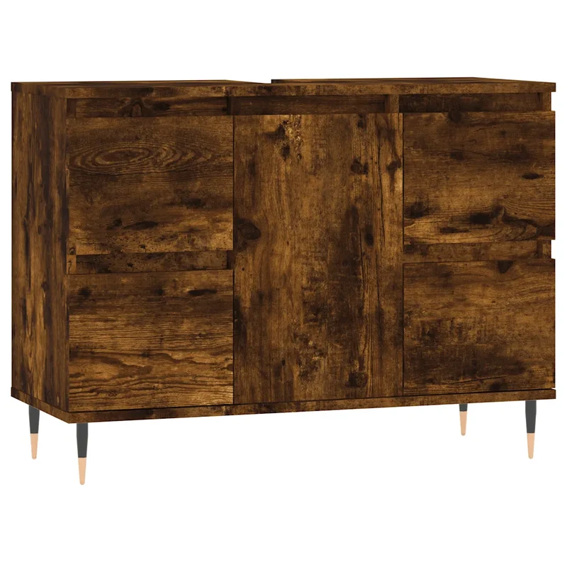 Armoire de salle de bain avec rangement optimisé et installation flexible 80 x 33 x 60 cm en bois d'ingénierie chêne fumé 02_0049074