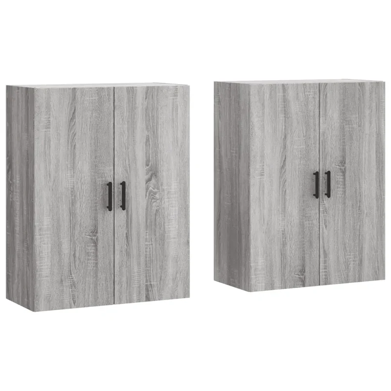 Lot de 2 armoires murales design pratique rangement 69,5 x 34 x 90 cm en bois d'ingénierie sonoma gris 02_0055367