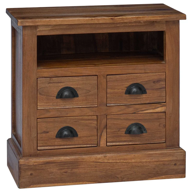 Armoire de rangement style vintage chic avec tiroirs 60 x 30 x 60 cm en teck massif naturel 02_0059090
