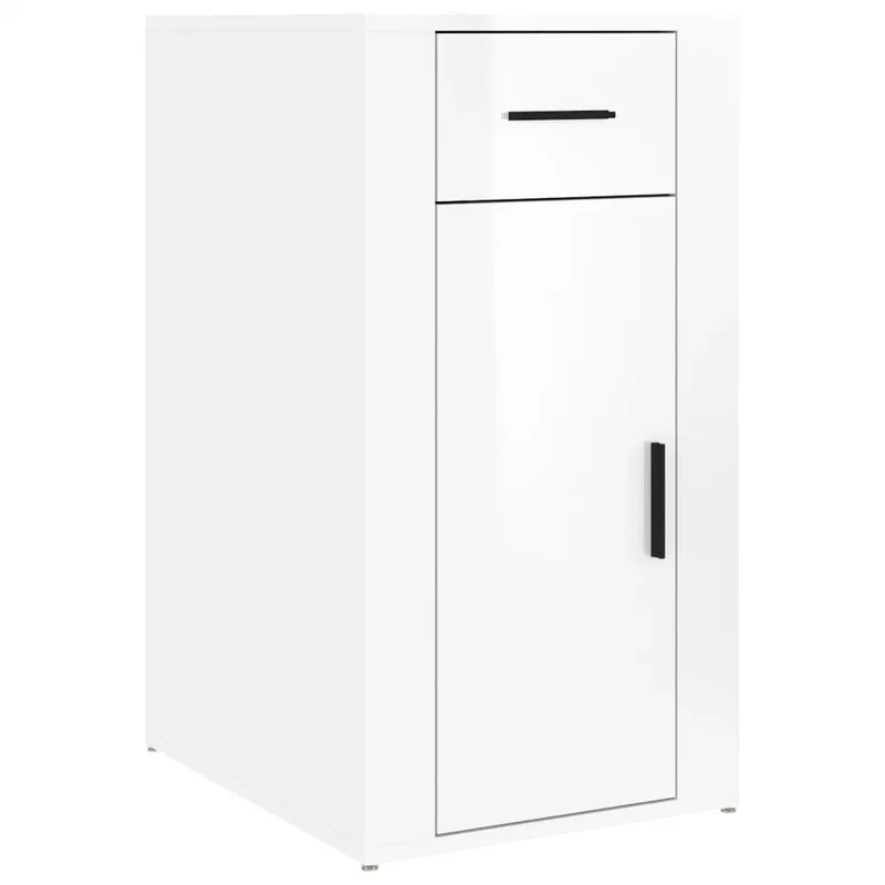 Armoire de bureau pratique avec grand espace de rangement 40 x 49 x 75 cm en bois d'ingénierie blanc brillant 02_0048290