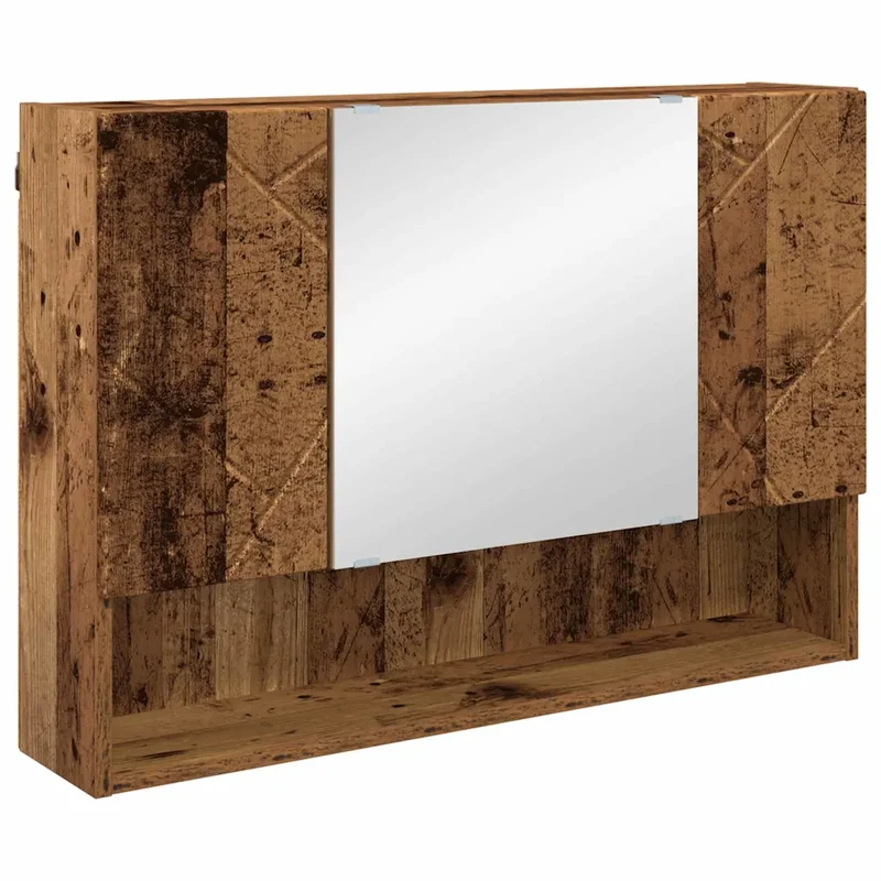Armoire miroir murale intérieure design moderne rangement 80 x 17 x 55 cm en bois d'ingénierie ancien 02_0052865