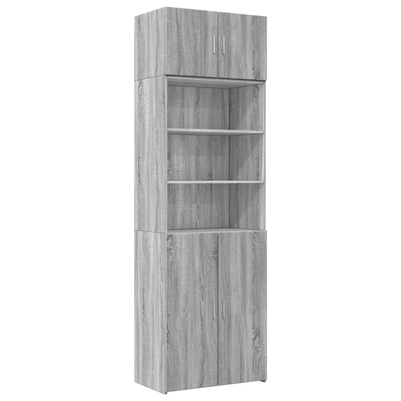 Armoire de rangement haute 70 x 42,5 x 225 cm espace de stockage pour livres décorations en bois d'ingénierie gris 02_0055574