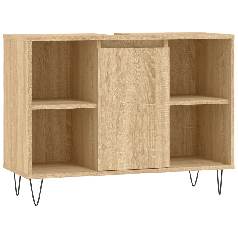 Armoire de salle de bain rangement 80 x 33 x 60 cm style industriel finition mate en bois d'ingénierie chêne sonoma 02_0049059