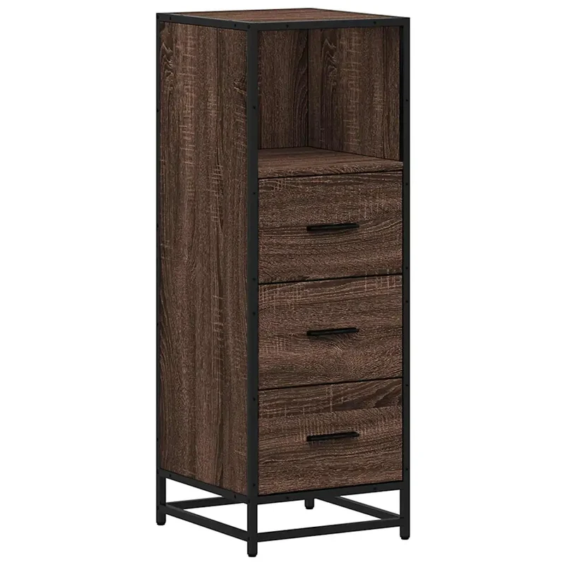 Armoire de bain chêne marron rangement pratique 35 x 37,5 x 100 cm en bois d'ingénierie marron 02_0049646