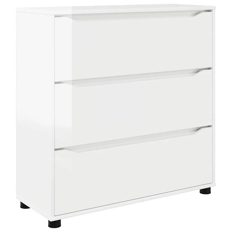 Armoire de rangement moderne minimaliste avec tiroirs 80 x 31 x 81 cm en bois d'ingénierie blanc brillant 02_0054625