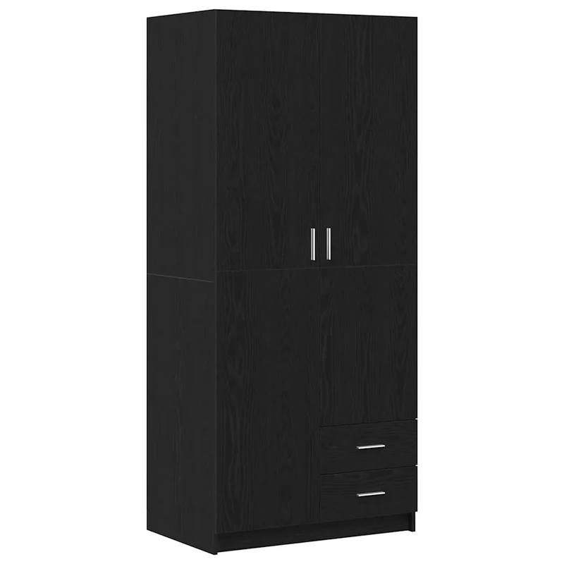Armoire moderne rectangulaire avec grand espace de rangement 80 x 52 x 180 cm en bois d'ingénierie chêne noir 02_0051865