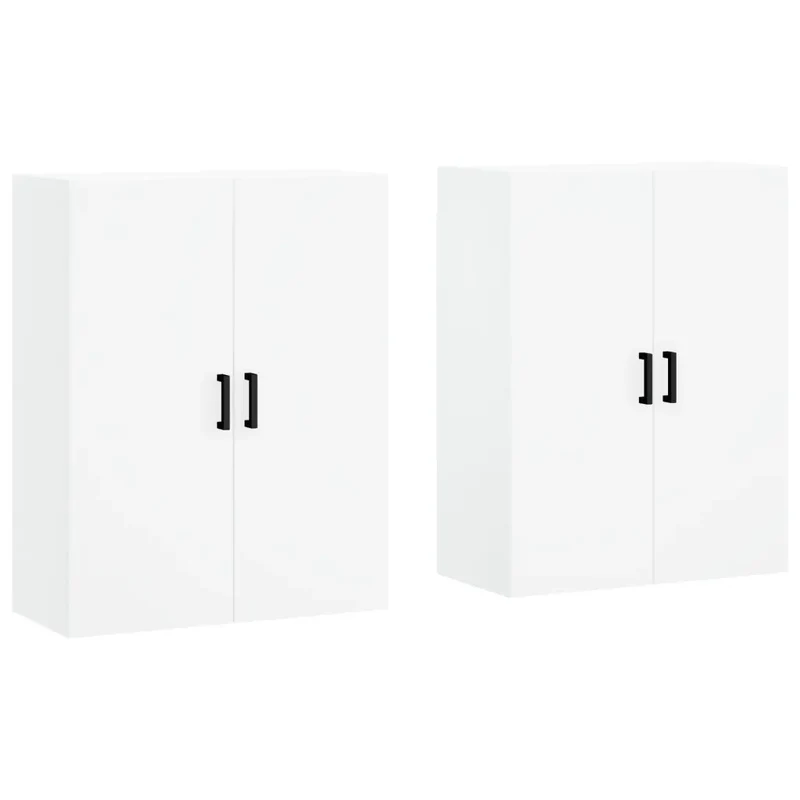 Lot de 2 armoires murales rangement pratique 69,5 x 34 x 90 cm en bois d'ingénierie blanc 02_0055358