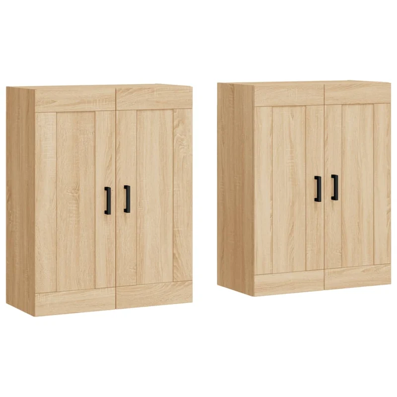 Lot de 2 armoires murales décoratives pratiques rangement 69,5 x 34 x 90 cm en bois d'ingénierie chêne sonoma 02_0055476