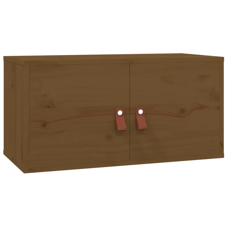 Armoire murale rangement bois pin massif 60 x 30 x 30 cm pratique style rustique en bois marron miel 02_0048376