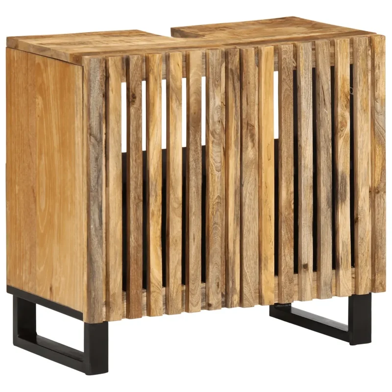 Armoire lavabo rétro salle de bain 62 x 34 x 58 cm grande capacité de rangement en manguier massif brut 02_0047628