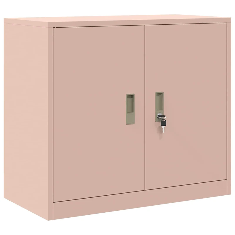 Armoire de rangement moderne design industriel bureau 80 x 40 x 70 cm avec portes verrouillables en acier laminé à froid rose 02_0054828