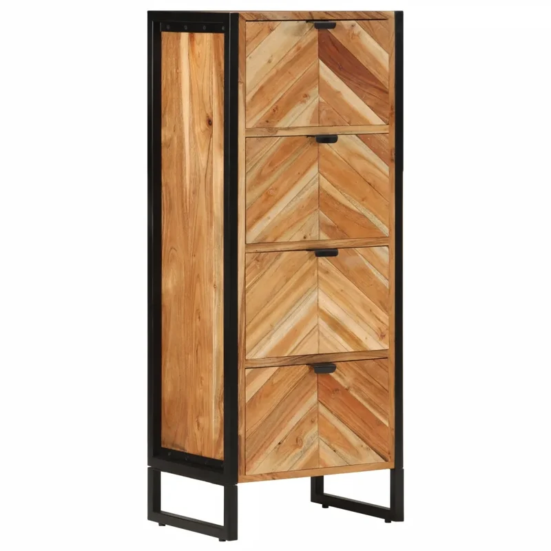 Armoire de salle de bain bois massif rangement 40 x 30 x 100 cm finition naturelle style moderne en acacia naturel 02_0047566