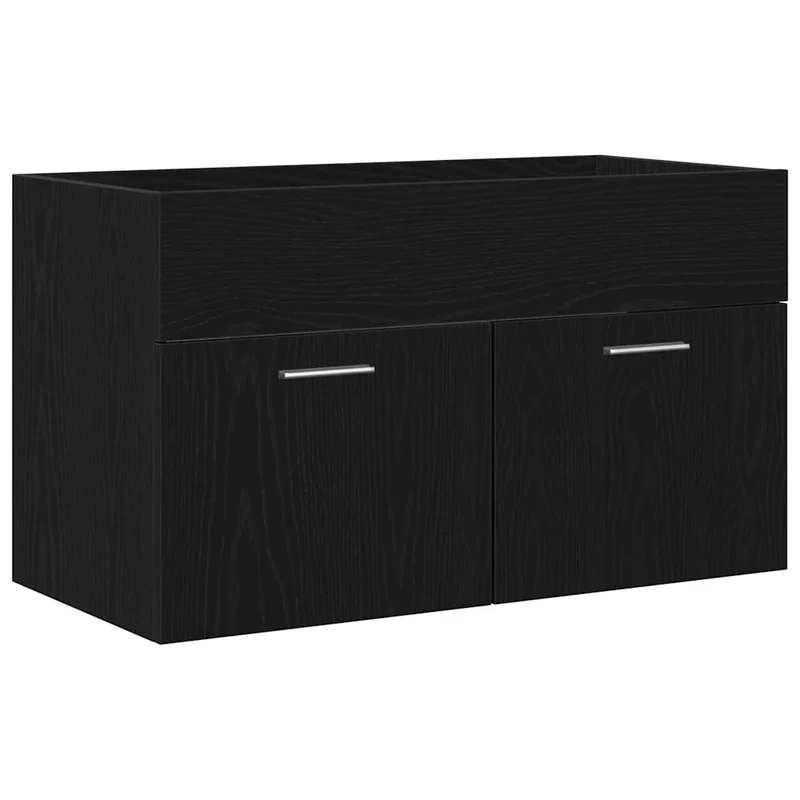 Armoire de lavabo moderne chêne noir 80 x 38,5 x 46 cm grand espace de stockage finition chic en bois d'ingénierie noir 02_0051873