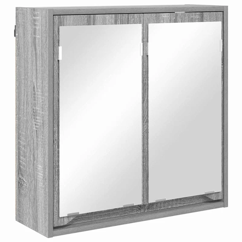 Armoire miroir murale moderne salle de bain 60 x 20 x 60 cm avec grand espace de rangement en bois gris sonoma 02_0054587