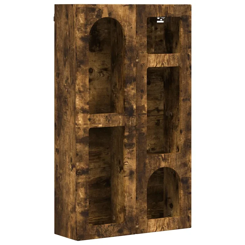 Armoire suspendue 59 x 20 x 100 cm pour salle de bain avec grand espace de stockage moderne en bois d'ingénierie chêne fumé 02_0054796