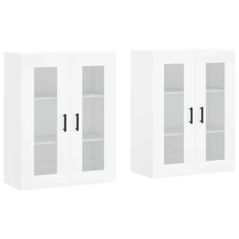 Lot de 2 armoires murales design élégant rangement pratique 69,5 x 34 x 90 cm en bois d'ingénierie blanc 02_0055434