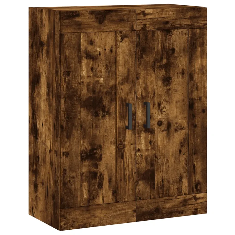 Armoire murale rangement élégante design contemporain 69,5 x 34 x 90 cm en bois d'ingénierie chêne fumé 02_0048916