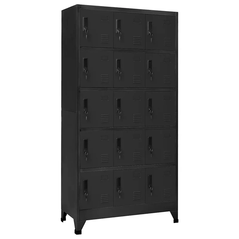 Armoire à casiers moderne bureau avec portes verrouillables 90 x 40 x 180 cm en acier anthracite 02_0047034