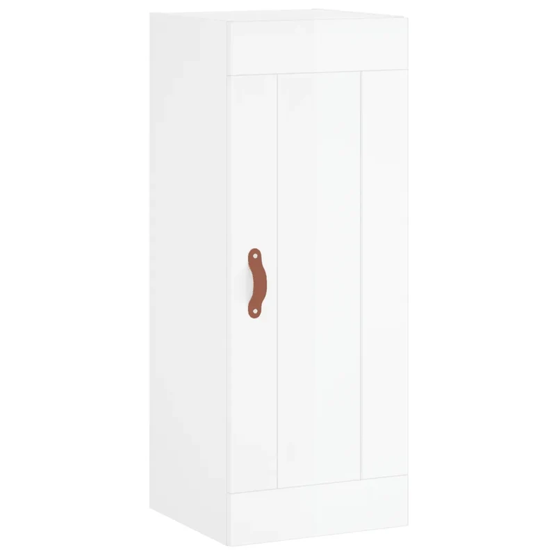 Armoire murale design élégant rangement 34,5 x 34 x 90 cm en bois d'ingénierie blanc brillant 02_0048938