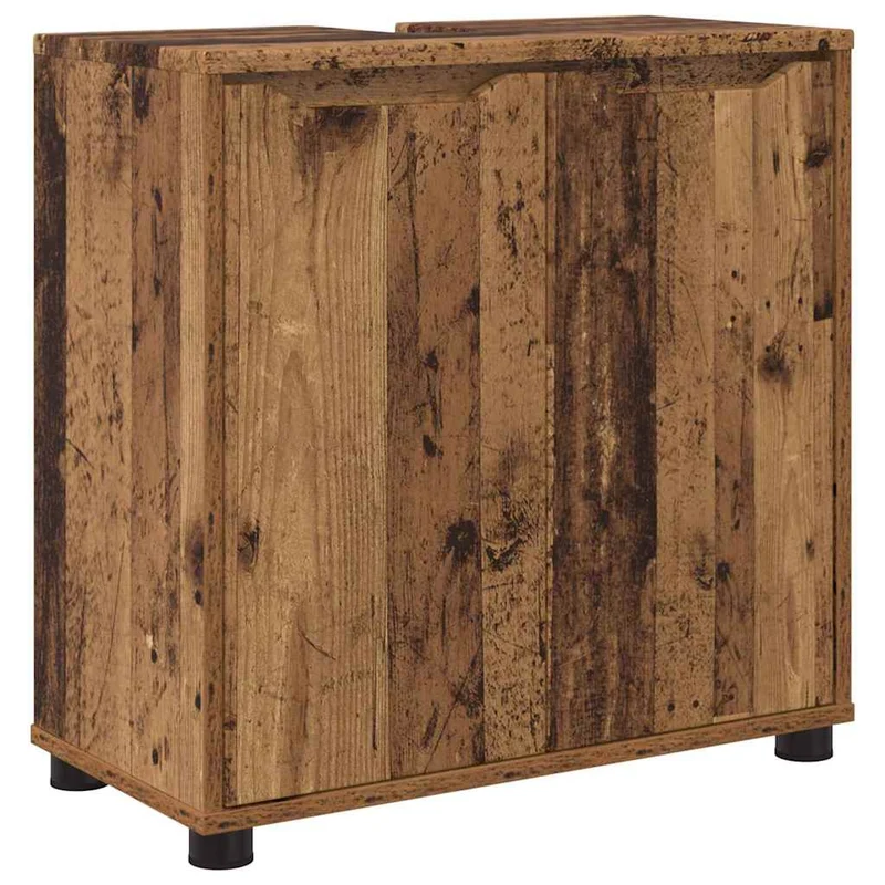 Armoire de lavabo de salle de bain moderne 60 x 30 x 60 cm avec étagères ajustables en bois d'ingénierie ancien 02_0054579