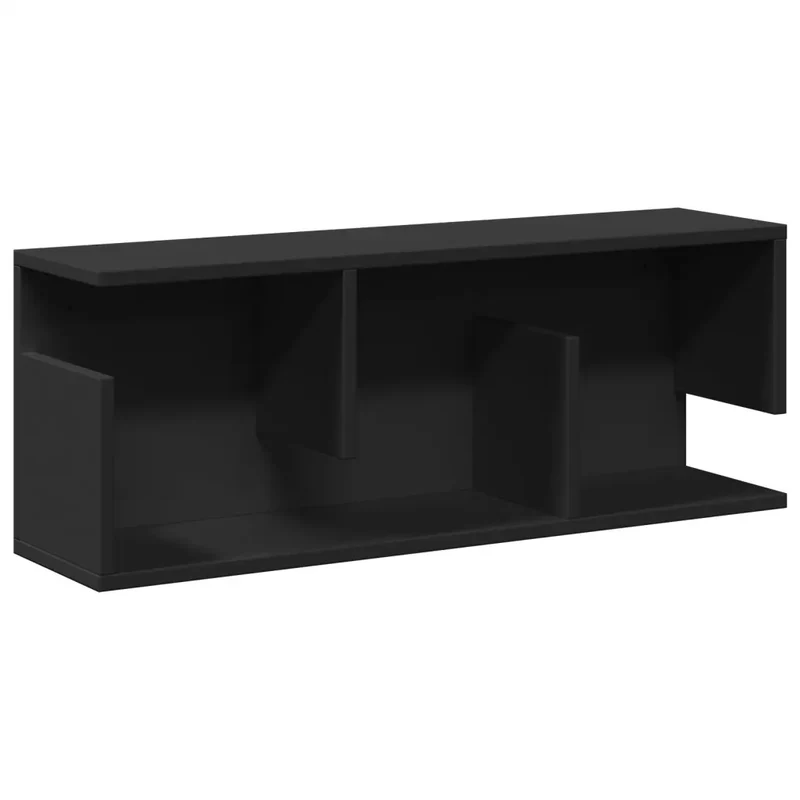 Armoire murale flottante 80 x 20 x 30 cm gain de place rangement moderne en bois d'ingénierie noir 02_0050565
