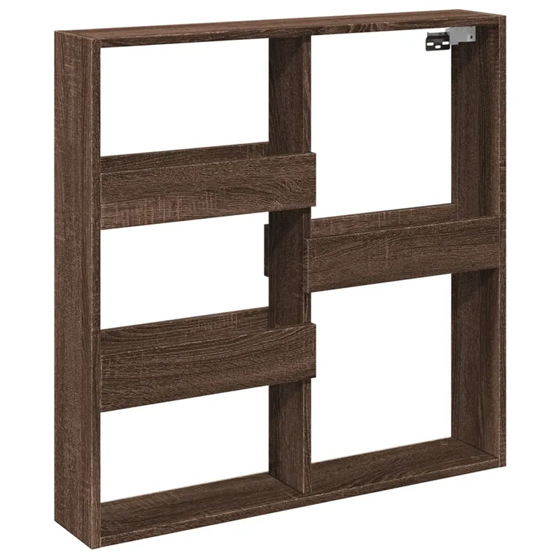 Armoire murale flottante gain de place rangement pratique 80 x 15 x 80 cm en bois d'ingénierie marron 02_0050526