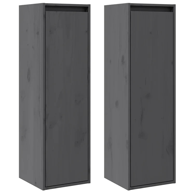 Lot de 2 armoires murales modernes décoratives 30 x 30 x 100 cm en bois de pin massif gris 02_0048104