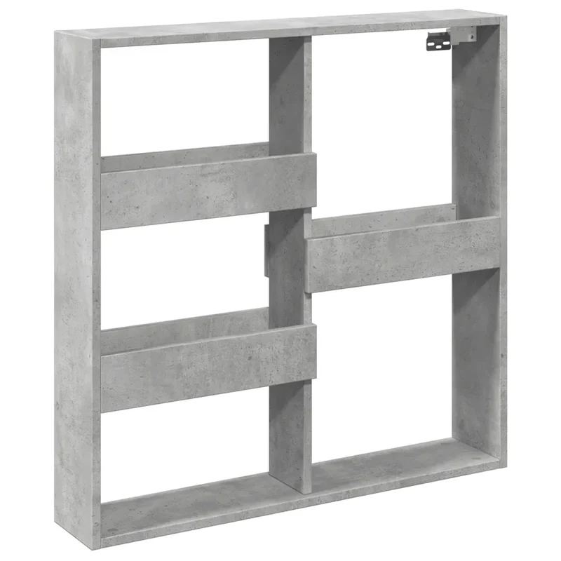 Armoire murale flottante rangement gain de place 80 x 15 x 80 cm en bois d'ingénierie gris béton 02_0050524