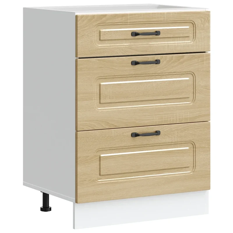 Armoire de cuisine moderne avec portes de rangement 60 x 46 x 81 cm en bois d'ingénierie chêne sonoma 02_0050499