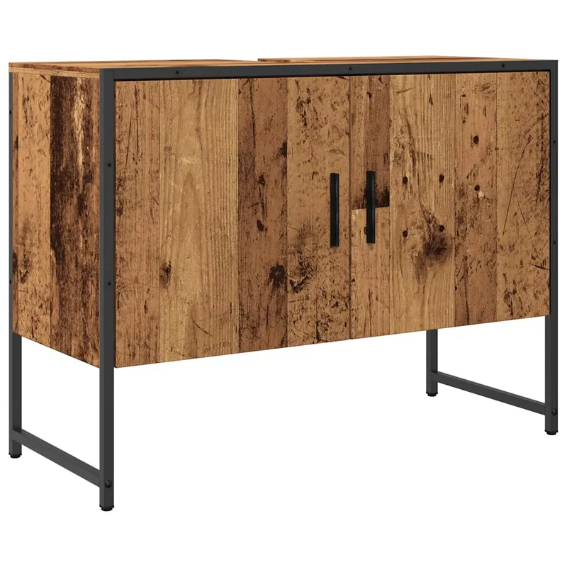 Armoire de salle de bain vintage peu encombrante rangement 80 x 33 x 60 cm en bois vieux bois 02_0051183