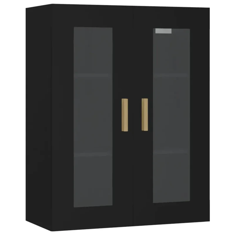 Armoire murale suspendue pratique de rangement 69,5 x 34 x 90 cm en bois noir 02_0048021