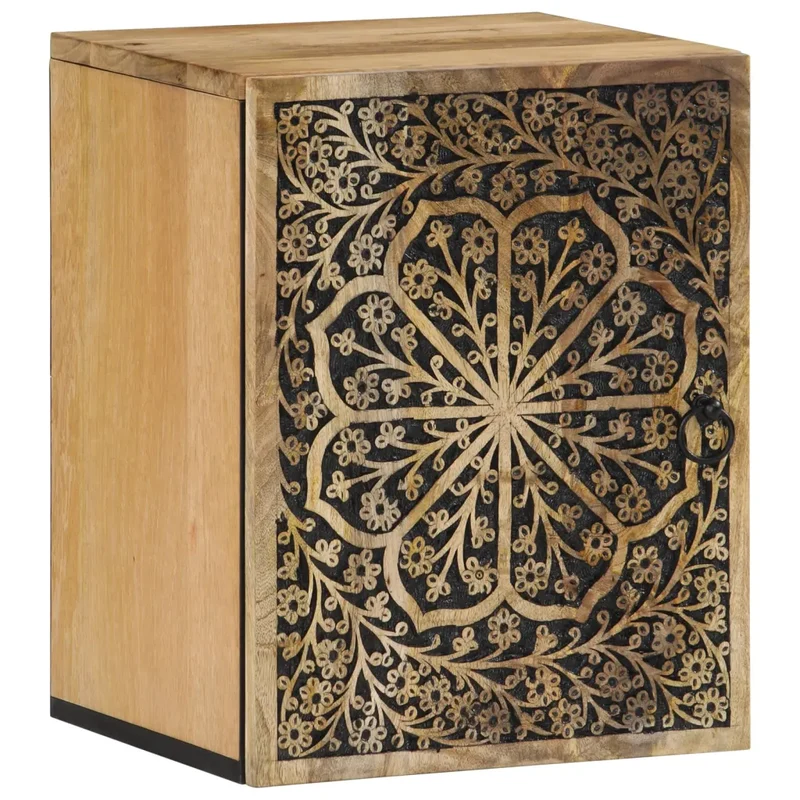 Armoire murale de salle de bain 38 x 33 x 48 cm avec grand espace de rangement style rétro en bois massif manguier 02_0047287