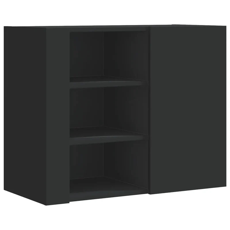 Armoire murale moderne pratique 75 x 35 x 60 cm avec espace de rangement optimisé en bois d'ingénierie noir 02_0049562